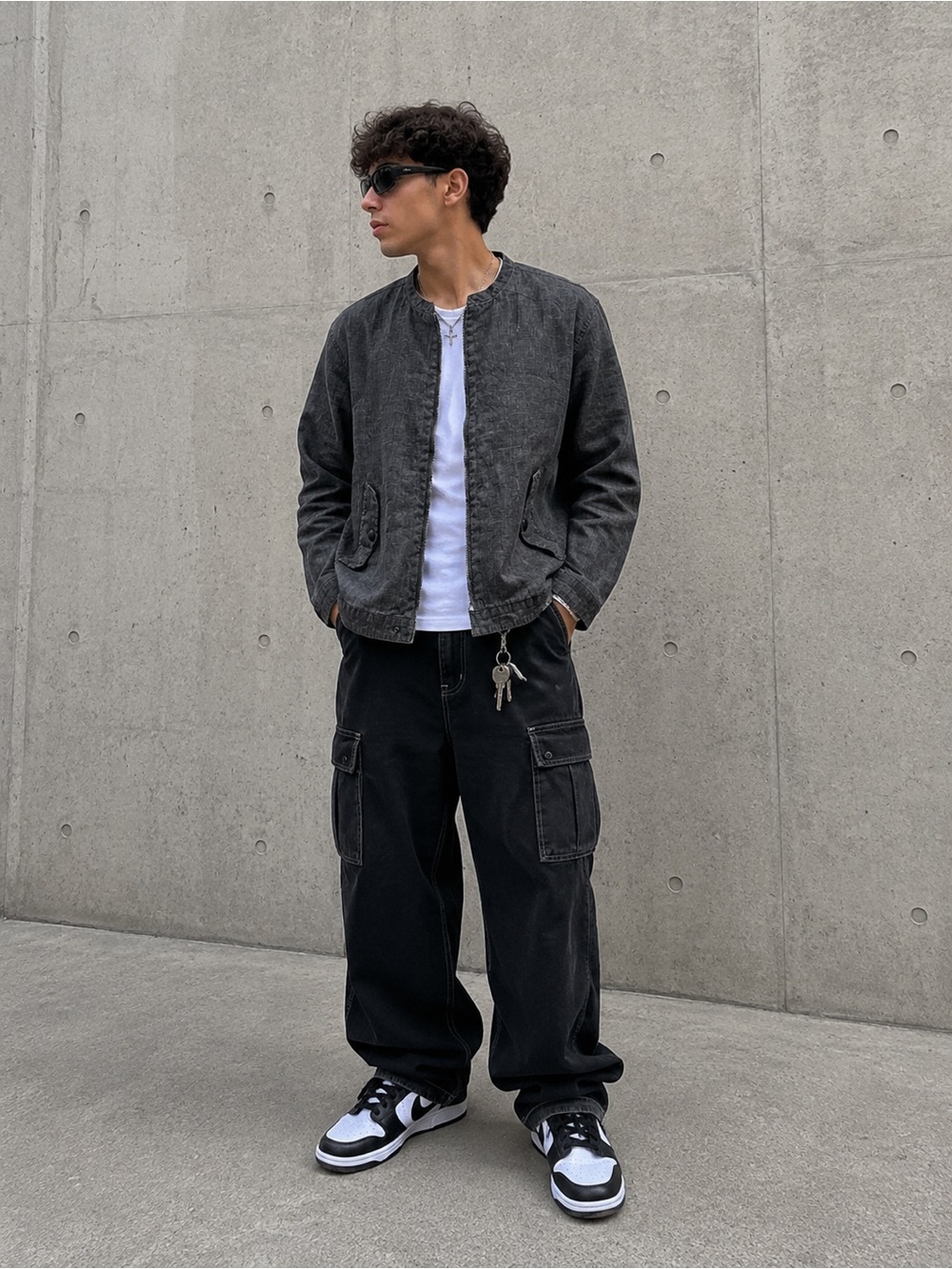 Streetwear Utility Multi Pocket Lightweight Jacket Five Four Dark Gray Jacket M